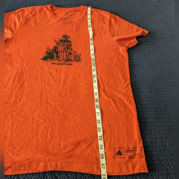 Adidas Men Large "Your Game is Trash" Shirt Orange 102024 - Picture 2 of 7
